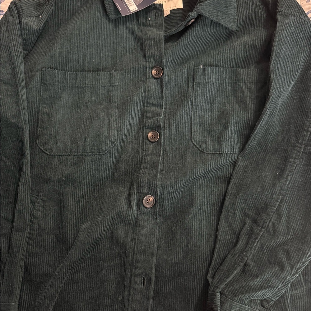 Lucky Brand Green Utility Jacket with Corduroy Texture